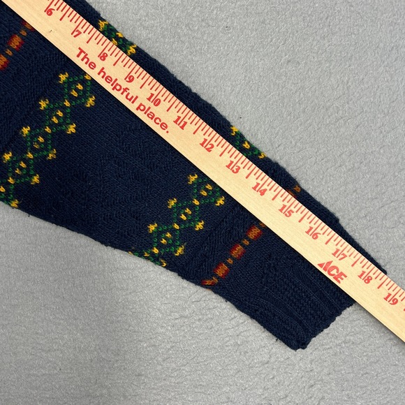 VTG 90s Nordic Fair Isle Knit Sweater Medium Geometric USA Grandpa Cottagecore - Picture 10 of 10